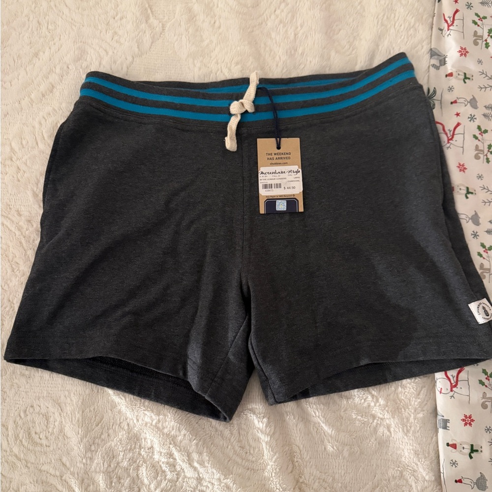 Chubbies Dark Gray Shorts with Blue Stripes